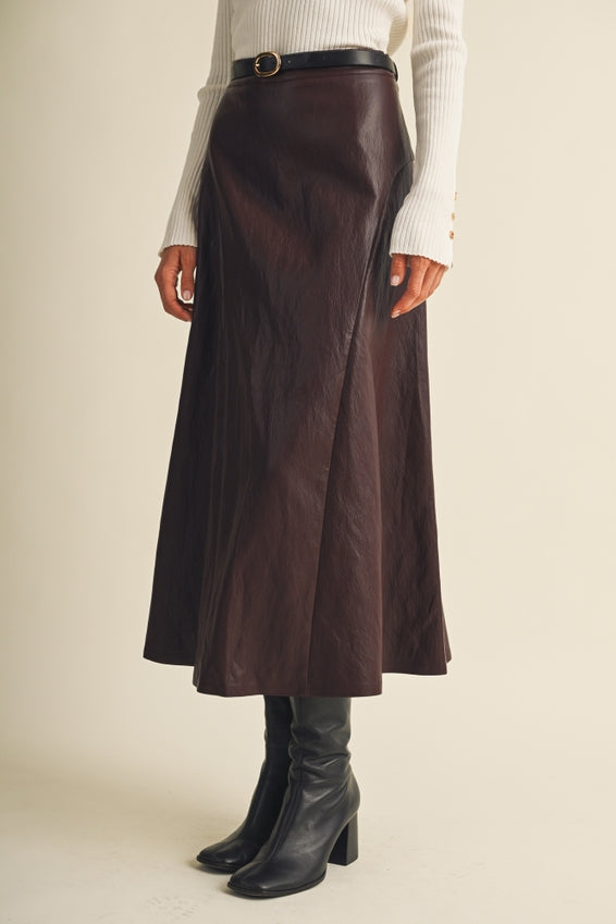Mustard Seed Asymmetric Seam Coated Knit Skirt by Mustard Seed