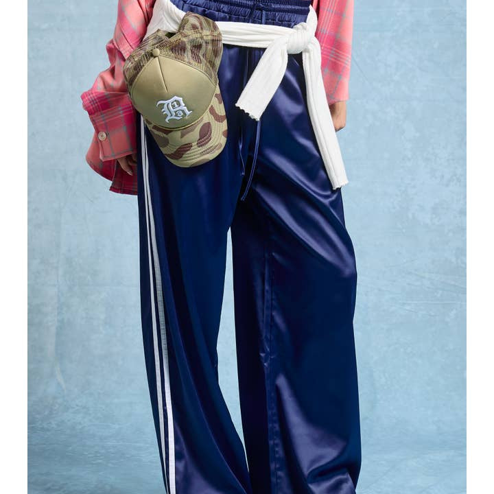 Mimosa Satin Track Pants with Side Stripes