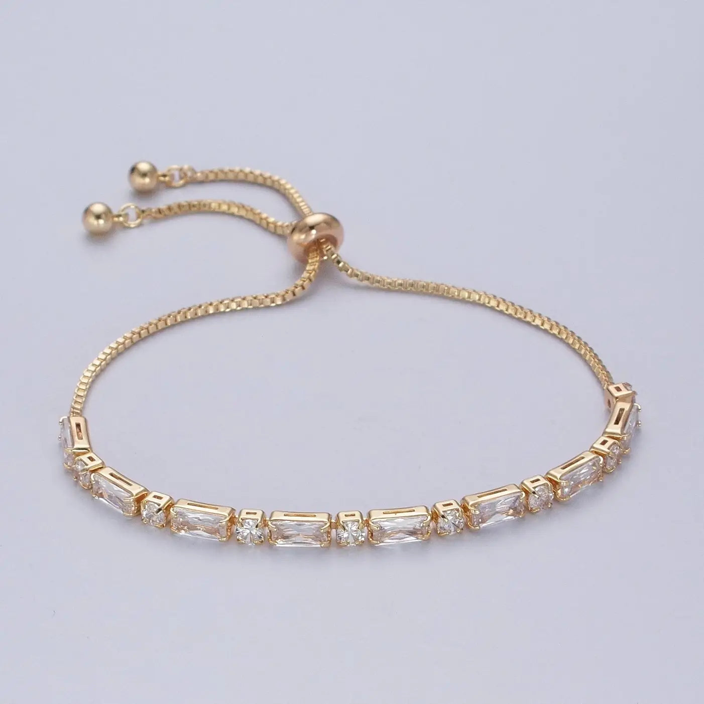 Aim Eternal 24K Gold Filled Bracelet with Clear Baguette Cubic Zirconia - Gold