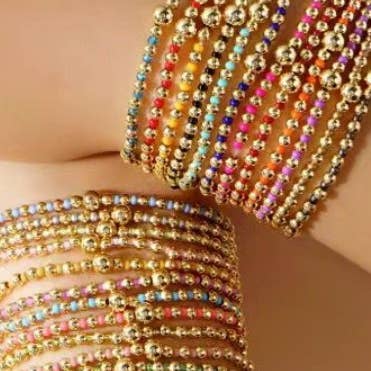 JOSSLYN by Wall to Wall Boho Colorful Ball Beaded Bracelet