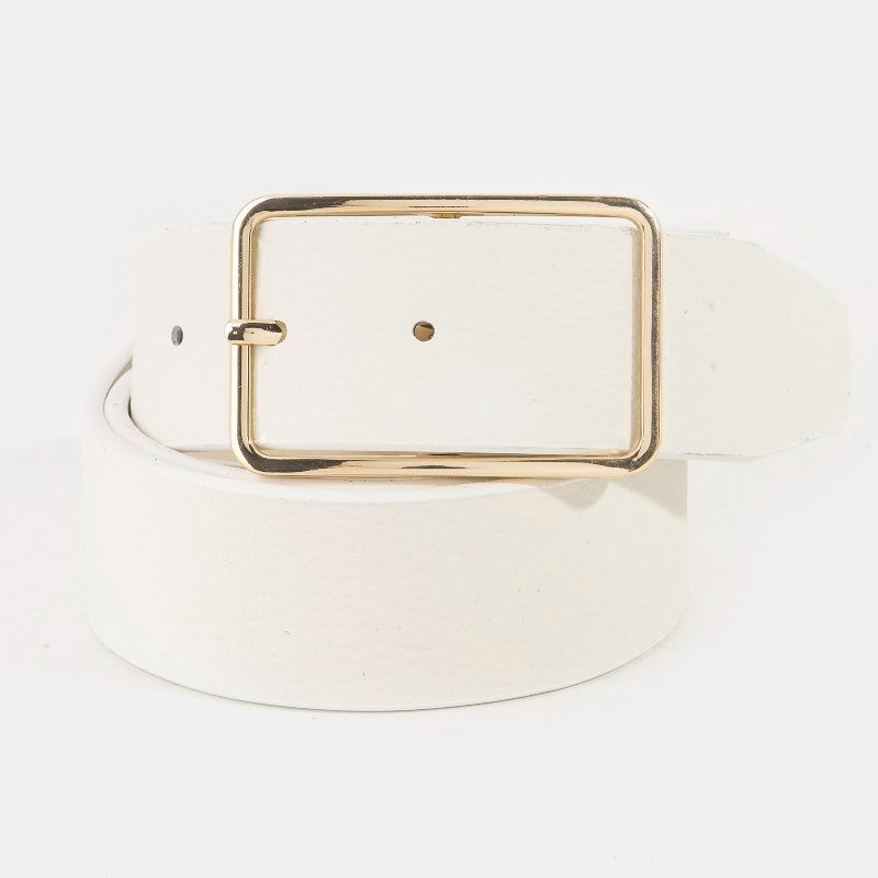 GOLDEN Faux Leather Rectangle Cutout Buckle Fashion Belt by GOLDEN