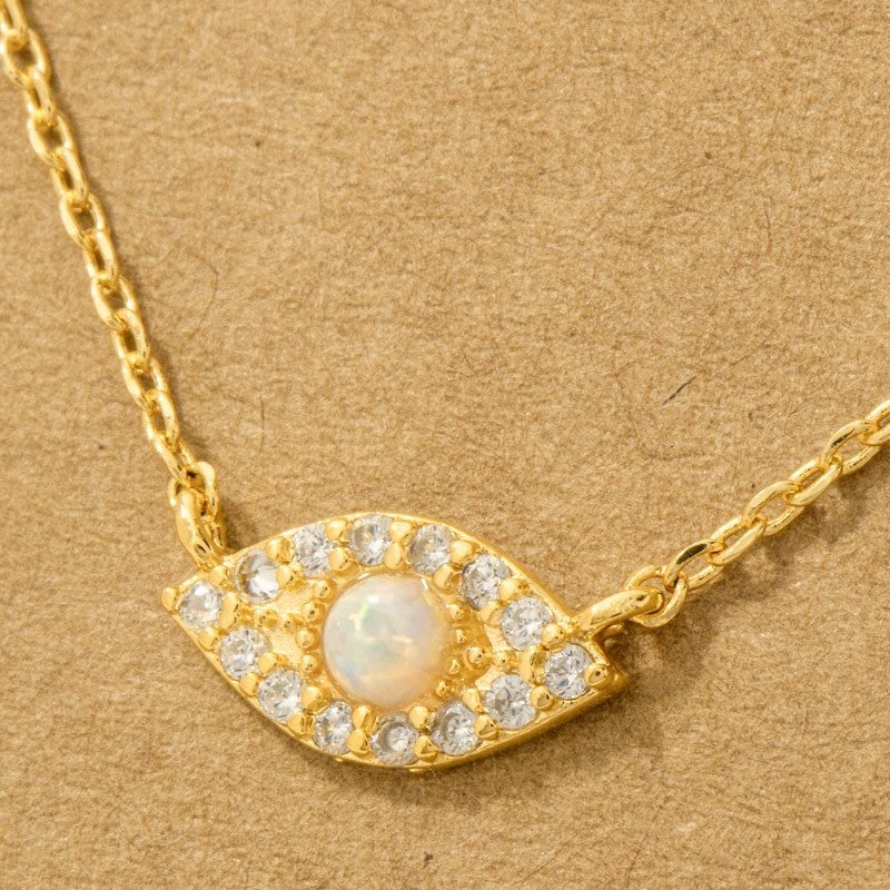 GOLDEN Gold Dipped Opal Studded Evil Eye Charm Necklace by GOLDEN