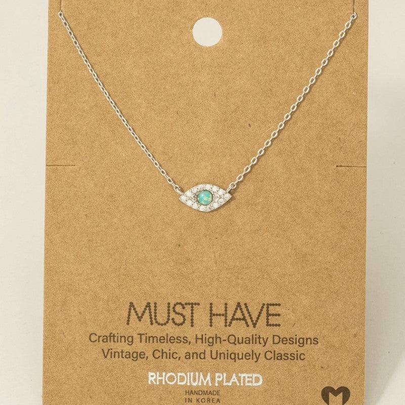 GOLDEN Gold Dipped Opal Studded Evil Eye Charm Necklace by GOLDEN