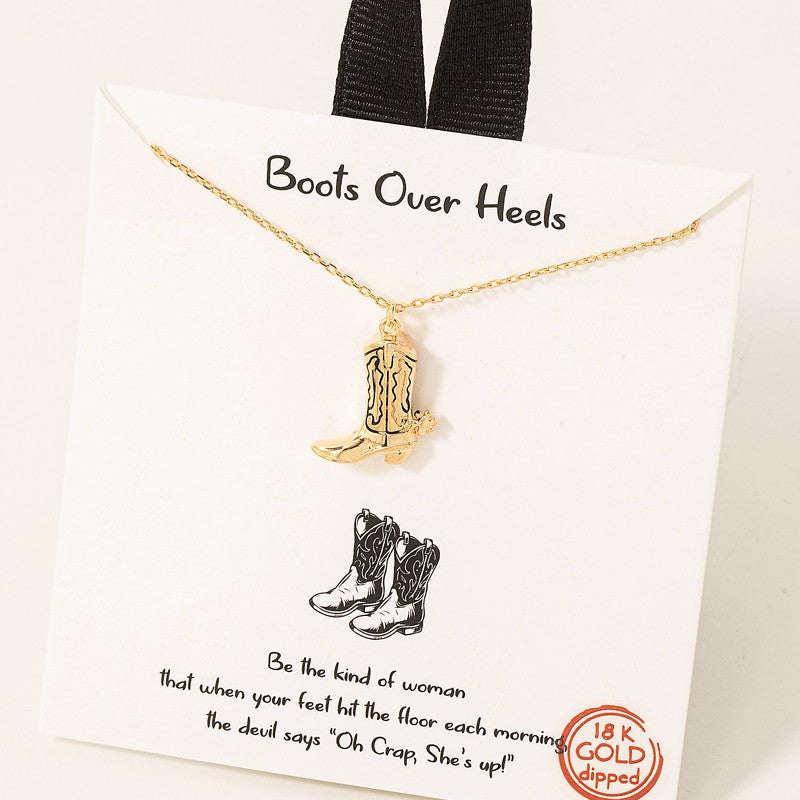 GOLDEN Roux Gold Dipped Western Cowboy Boots Pendant Necklace