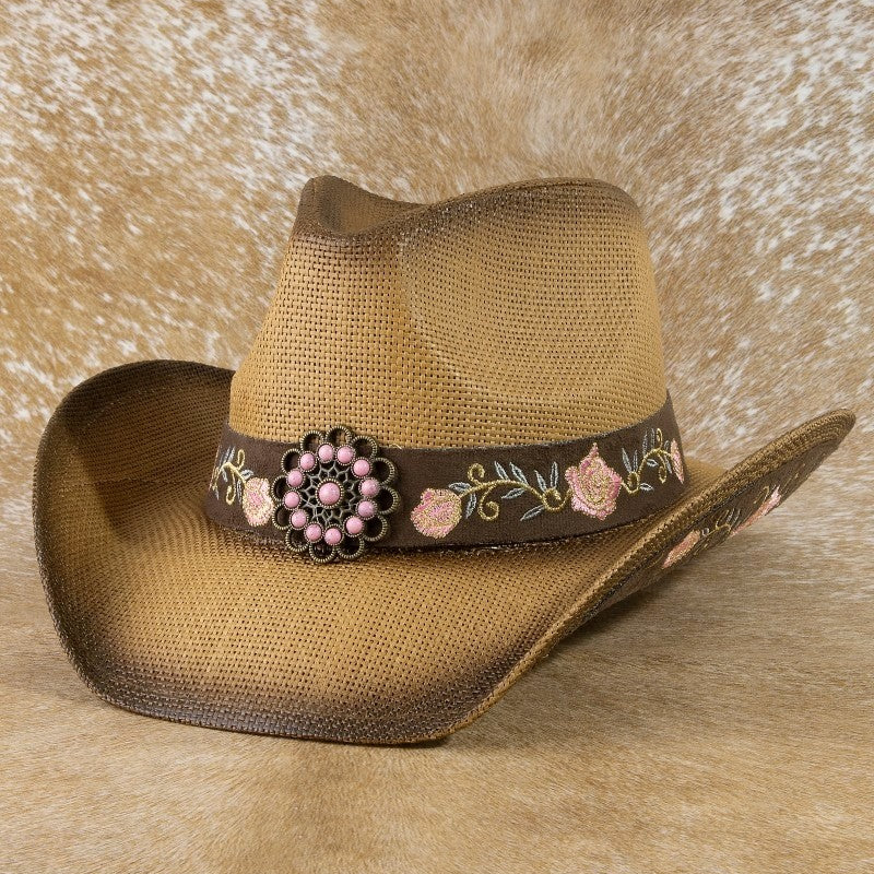 GOLDEN Beatrix Straw Flower Embroidered Cowboy Hat by GOLDEN