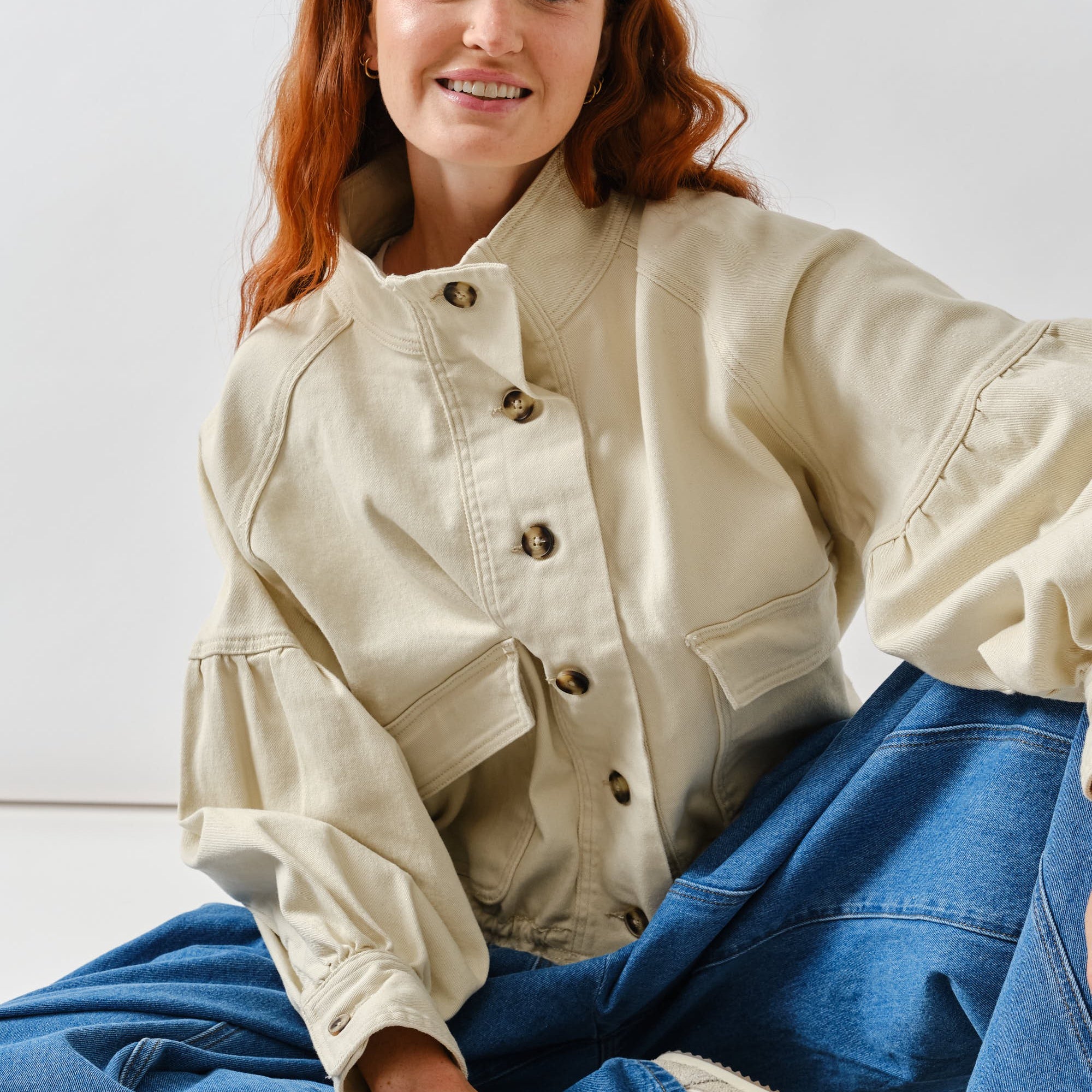 GOLDEN Damilola Balloon Sleeve Twill Jacket