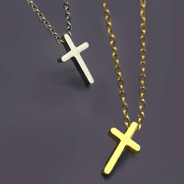 JOSSLYN by Wall to Wall 18K Stainless Steel Tarnish Free Cross Necklace | 80N754 - Gold