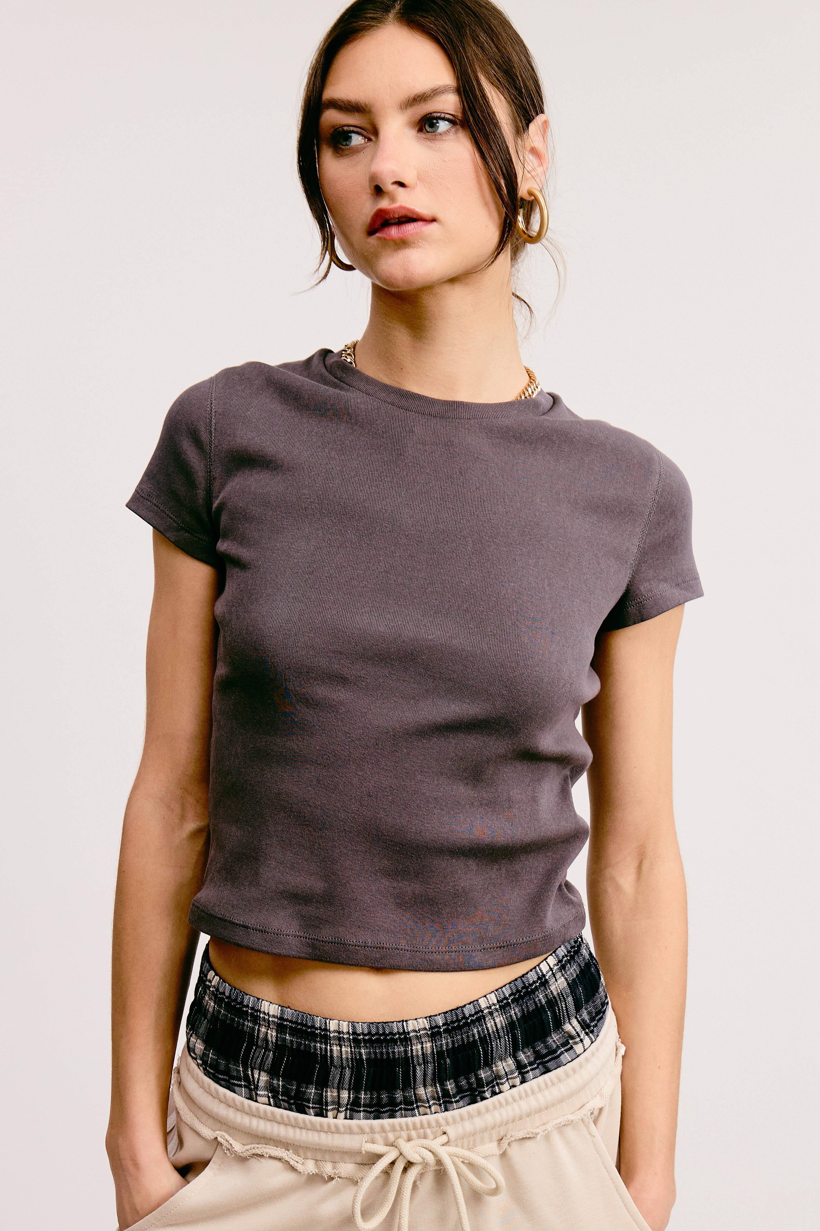 SJG Sara Solid Tee Charcoal