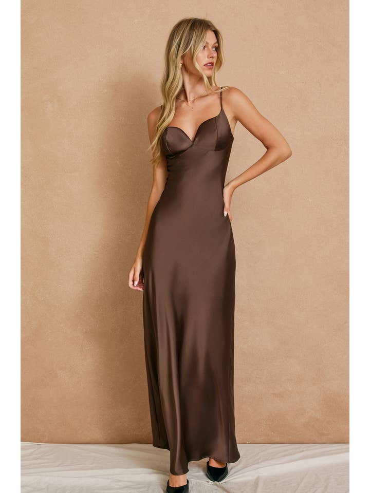 Dress Forum Going Out Cup Detail Maxi Dress - Dark Chocolate