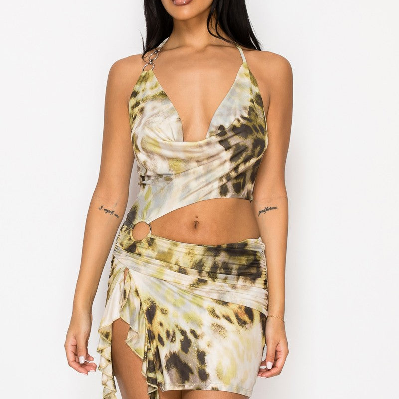 YAZ. Sabrina Cowl Neck With O-ring Side Cutout Mini Dress by YAZ.
