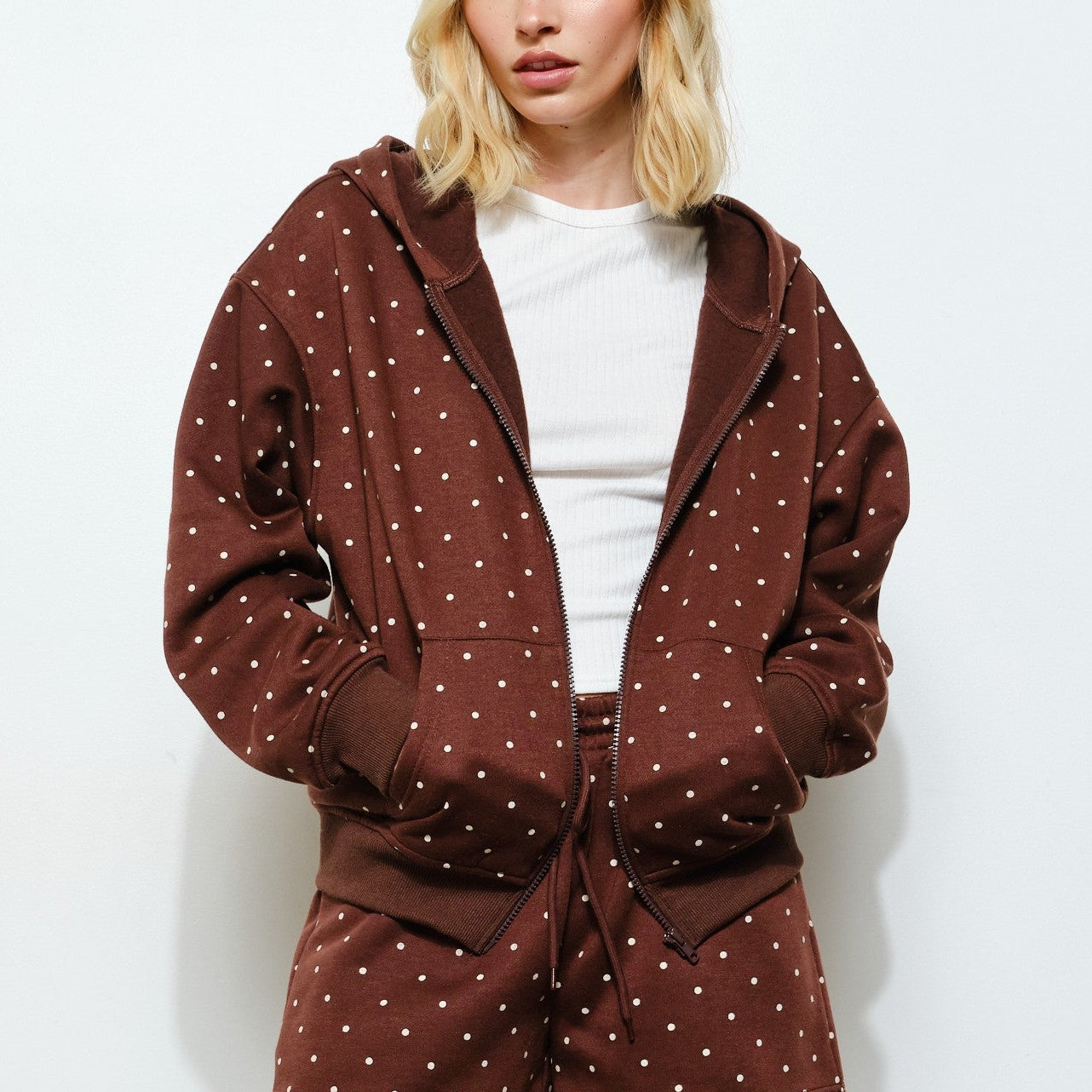 Golden Bambi Polkadot Zip Up Hoodie