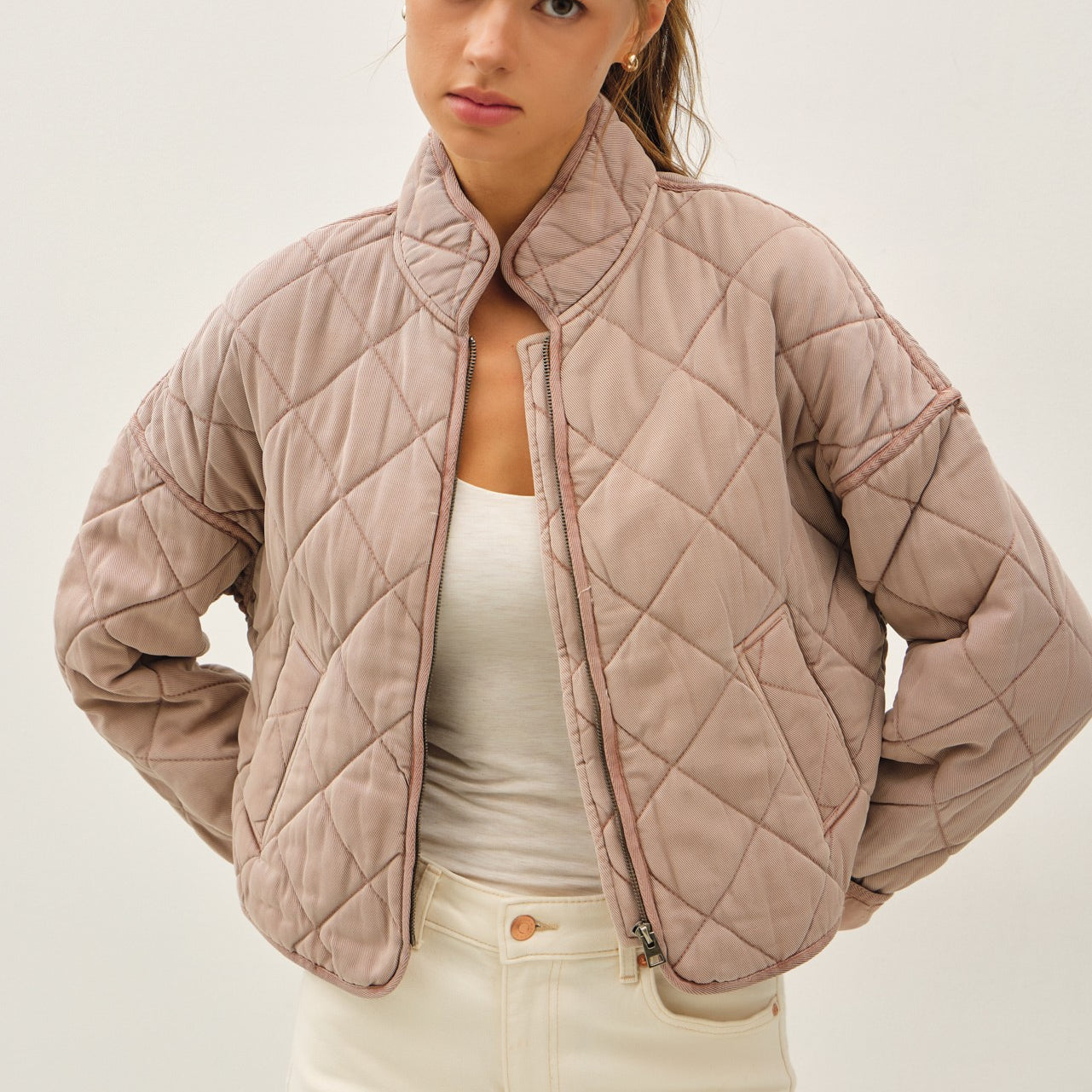 Golden Pearla Quilted Utility Jacket