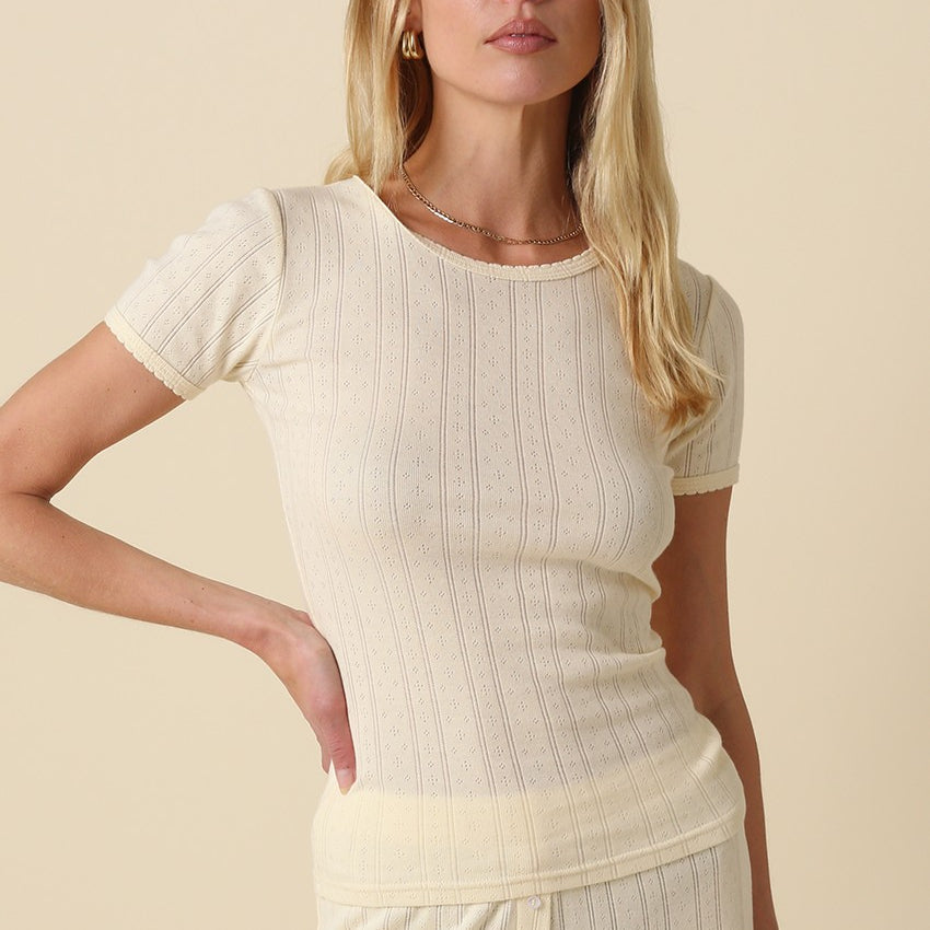 GOLDEN Marley Ribbed Knit Top Butter