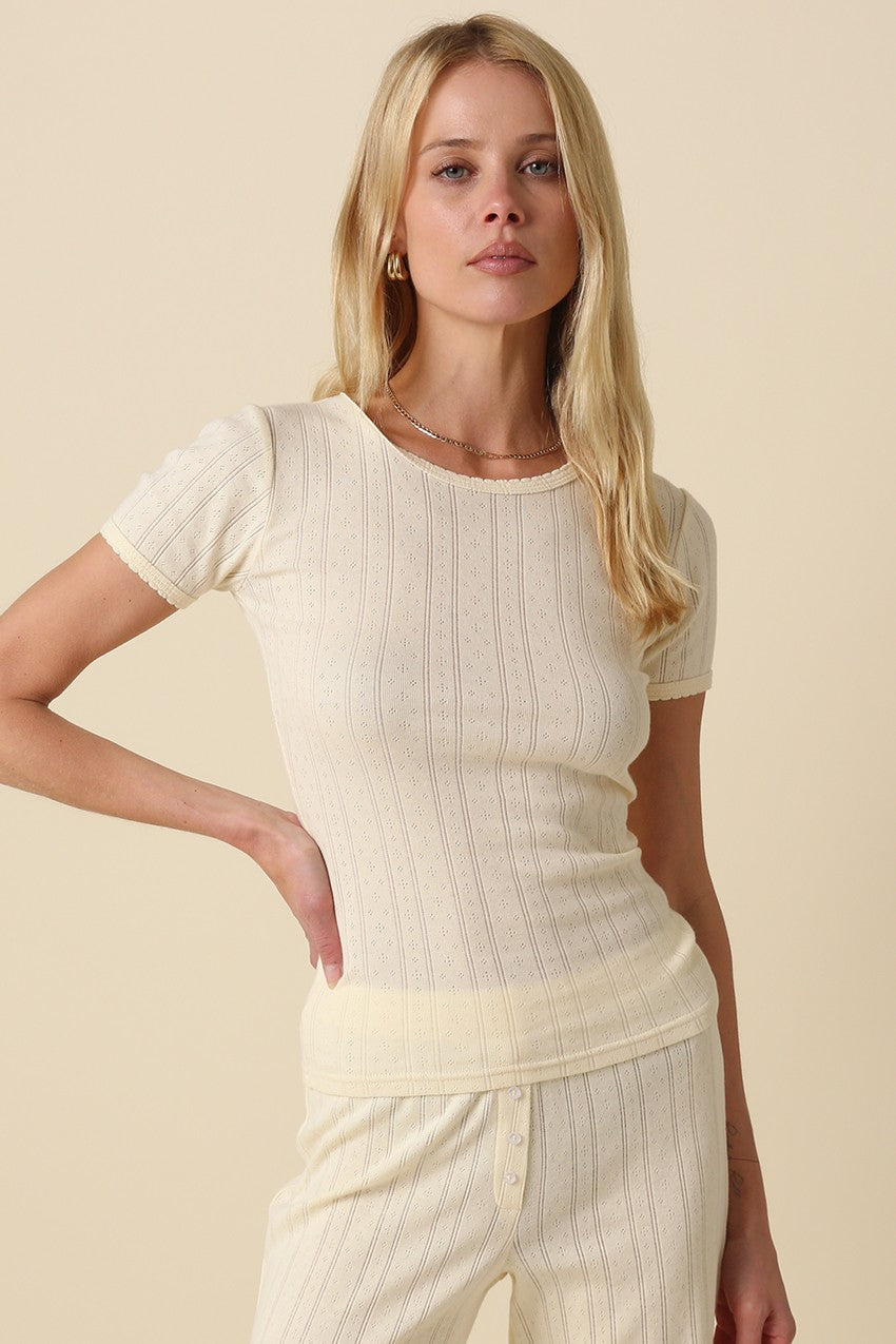 GOLDEN Marley Ribbed Knit Top Butter
