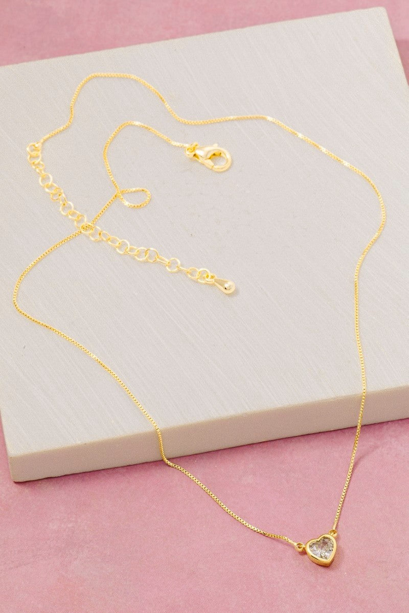 GOLDEN Faustine Necklace w/ CZ Heart