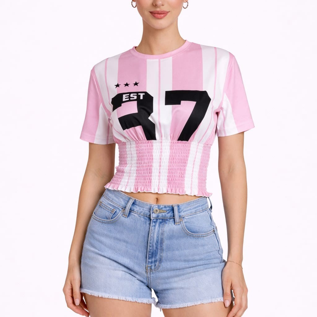 YAZ. Kyla Sporty Chic Shirred Crop Top Pink