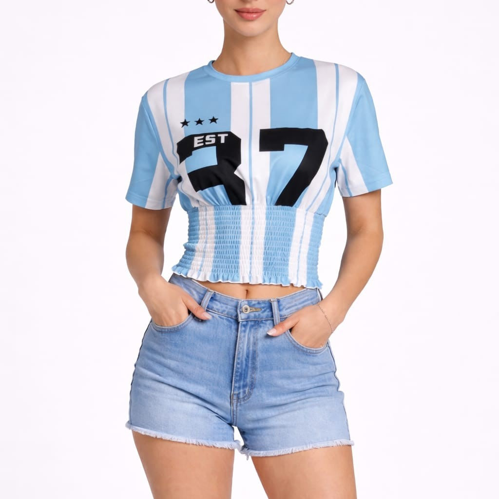 YAZ. Kyla Sporty Chic Shirred Crop Top
