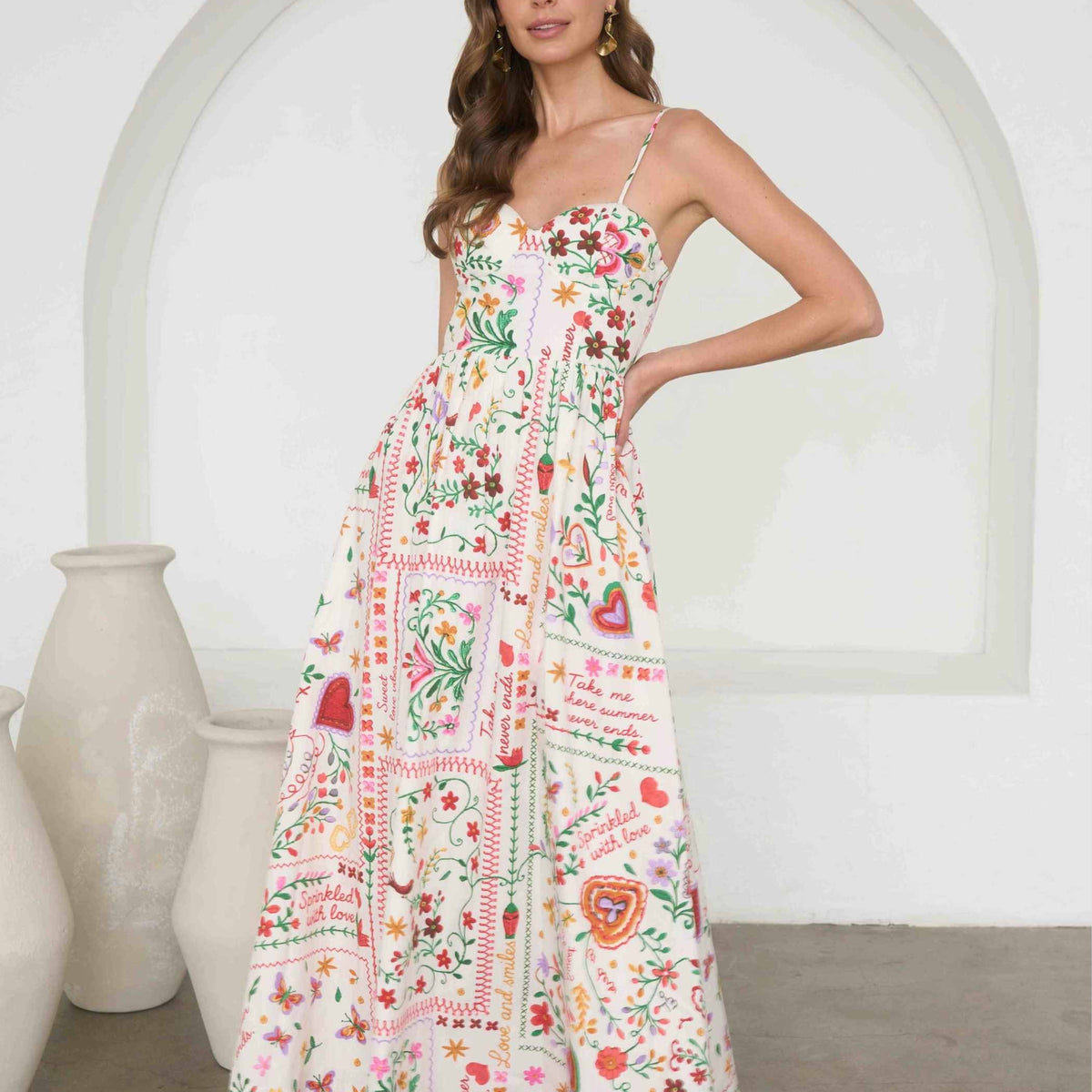 Moon River Print Cotton Midi Dress by Moon River