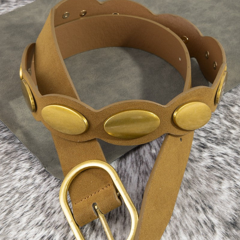 GOLDEN Crescent Oval Accent Faux Suede Belt by GOLDEN