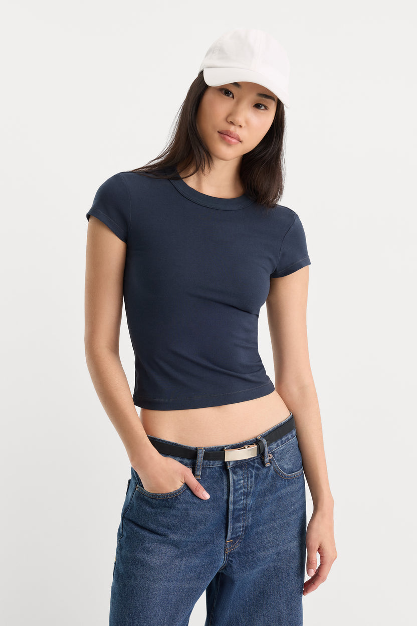 Good American The Cap Sleeve Tee New Navy