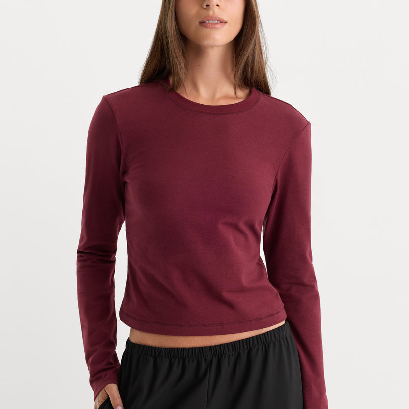 Good American The Long Sleeve Baby Tee