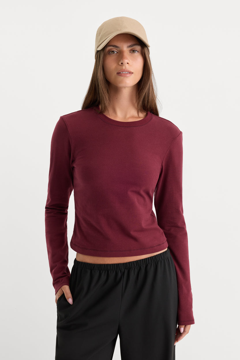 Good American The Long Sleeve Baby Tee