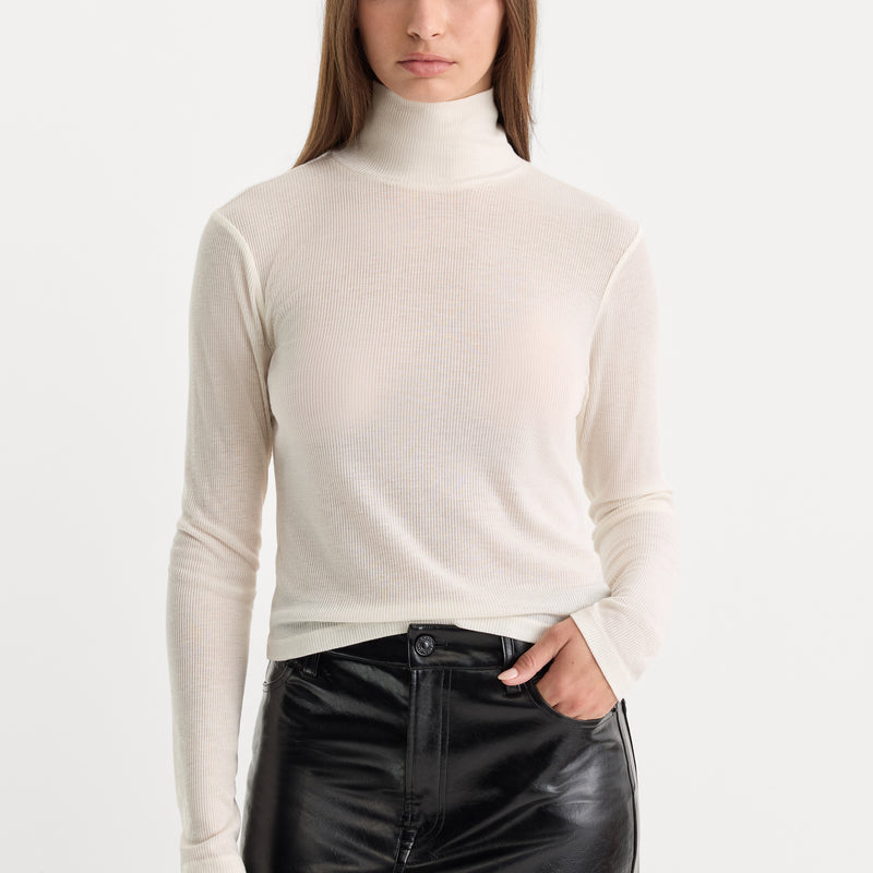 Good American The Sheer Rib Turtleneck by Good American