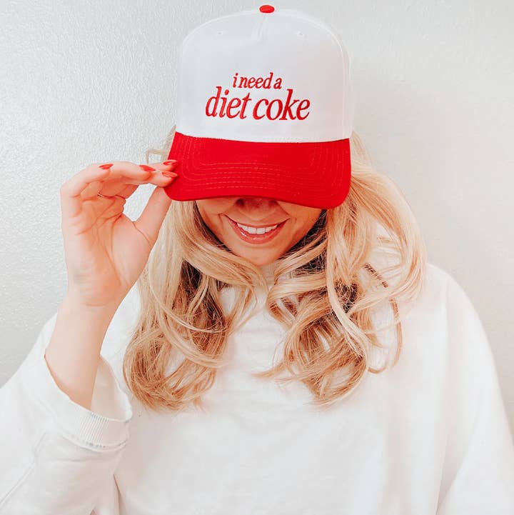 Maddon and Co. I Need A Diet Coke Embroidered Trucker Hat by Maddon and Co.