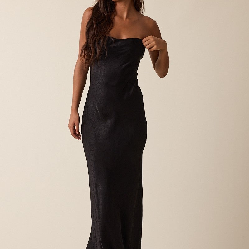 GOLDEN Lilibet Night Out Satin Tube Midi Dress by GOLDEN