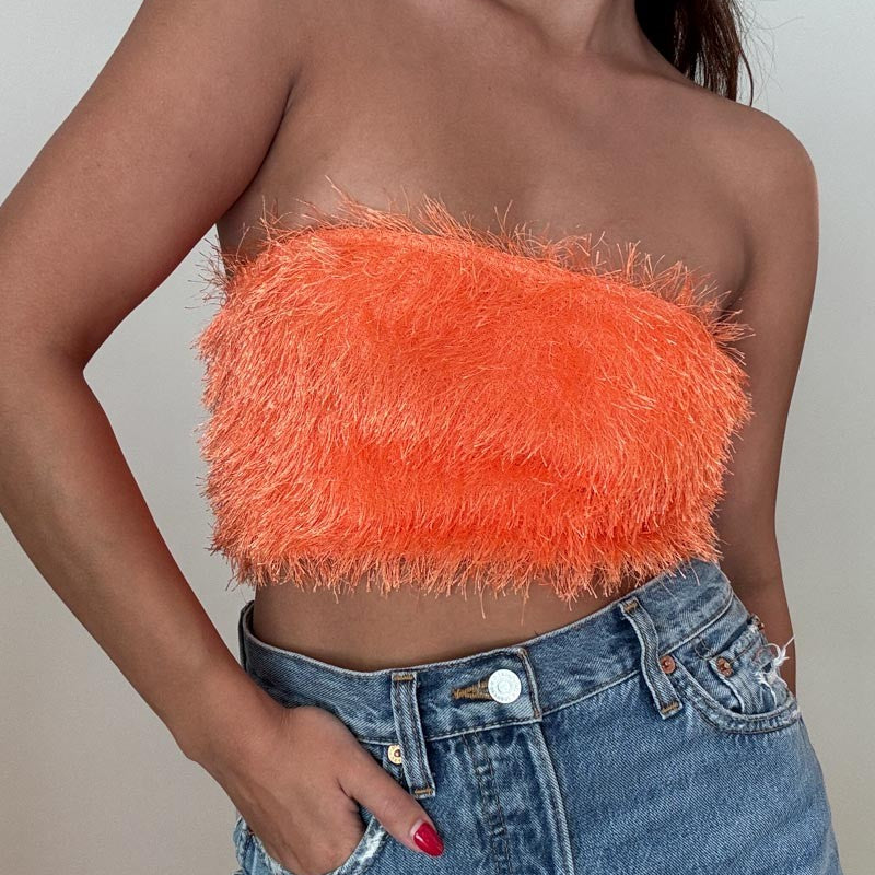 YAZ. Brandy Fringe Fabric Bandeau Crop Top