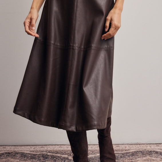 Forte Faux Leather A-Line Midi Skirt by Forte