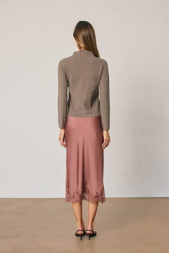 Dress Forum Satin Lace Hem Pencil Skirt by Dress Forum