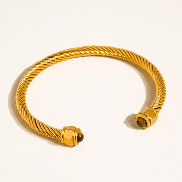 Flanerie by MAIQ Vail 18K Gold Non-Tarnish Stone Braided Bangle by Flanerie by MAIQ