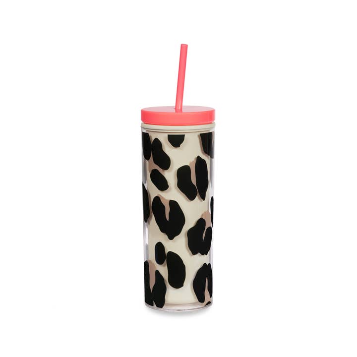 Kate Spade Acrylic Tumbler with Straw - Forest Feline