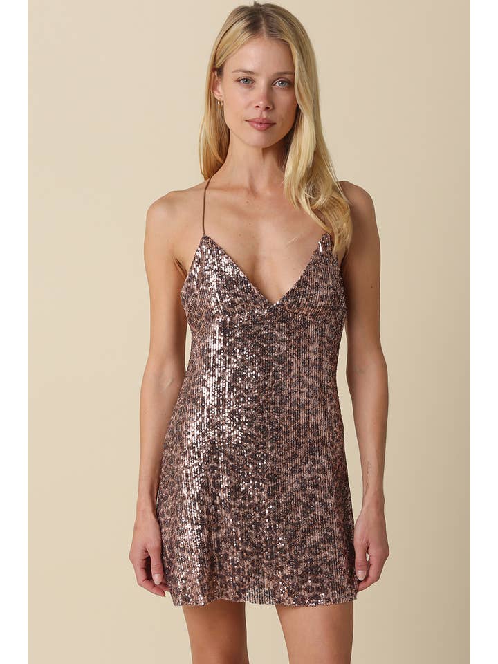 Olivaceous Zoie Sequin Dress - Rust Brown
