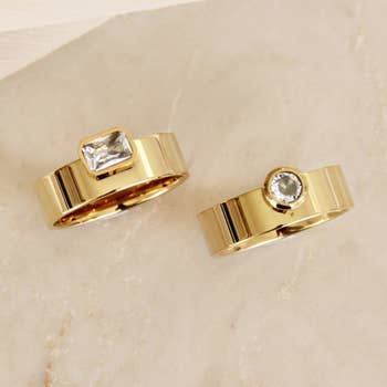 Maive CZ Bezel Band Ring - Emerald Cut