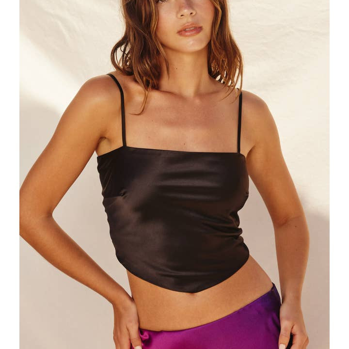 Dress Forum Satin Tie Back Cami Top - Black