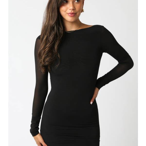 Olivaceous Jewel Open Back Dress - Black