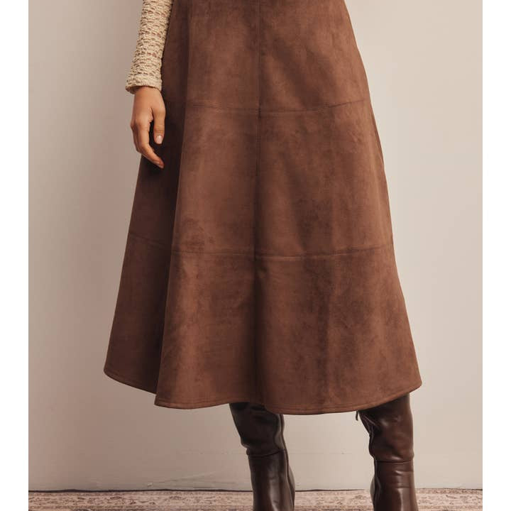 Forte Stretched Suede A-Line Midi Skirt by Forte