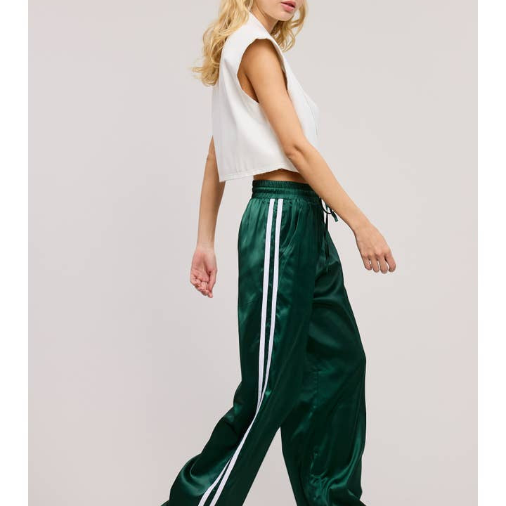 Mimosa Satin Track Pants with Side Stripes