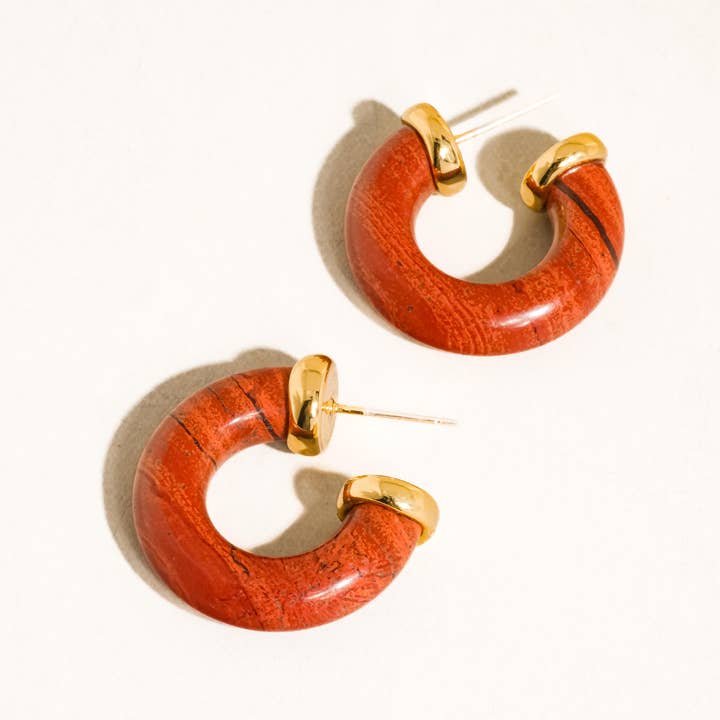 Flanerie by MAIQ Quinnley 18K Gold Western Natural Stone Hoop Earring