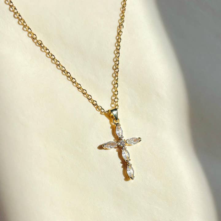 SALT by Sarah Curtis Statement Crystal Cross Necklace