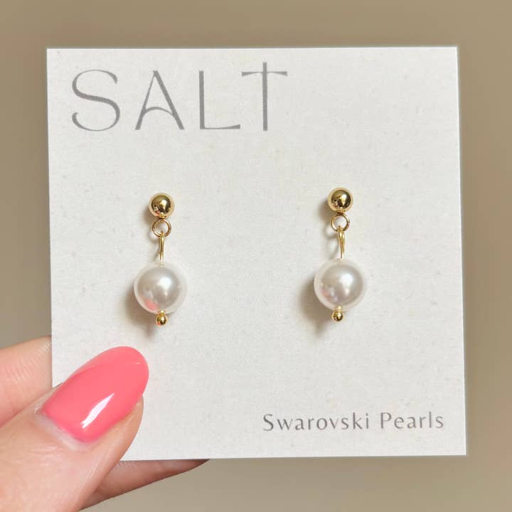 SALT by Sarah Curtis Pearl Drop Earrings | Swarovski Pearls