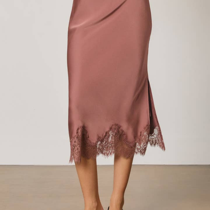 Dress Forum Satin Lace Hem Pencil Skirt by Dress Forum