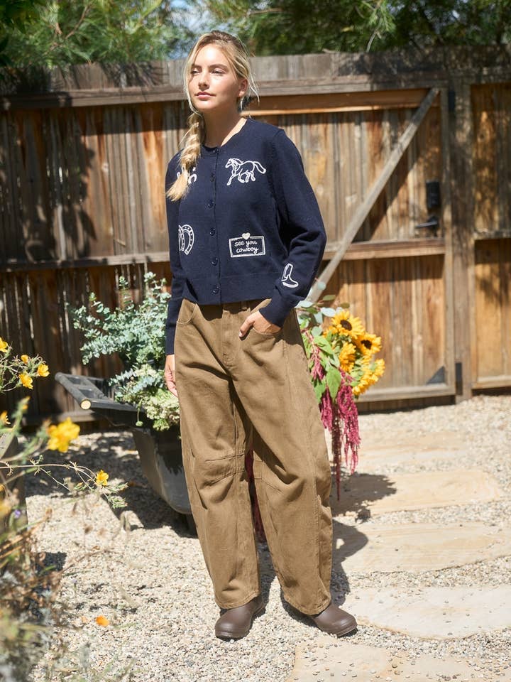 Dottie Dottie Garage Barrel Leg Denim Jeans in Brown by Dottie Dottie Garage