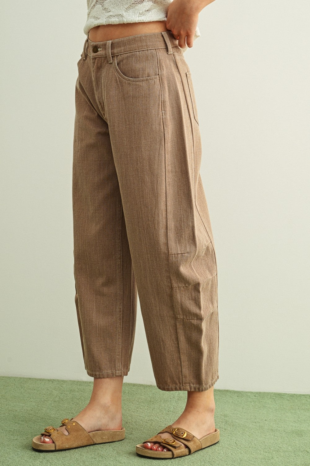 SJG Beeba Everyday Relaxed Barrel Pants in Mocha by SJG