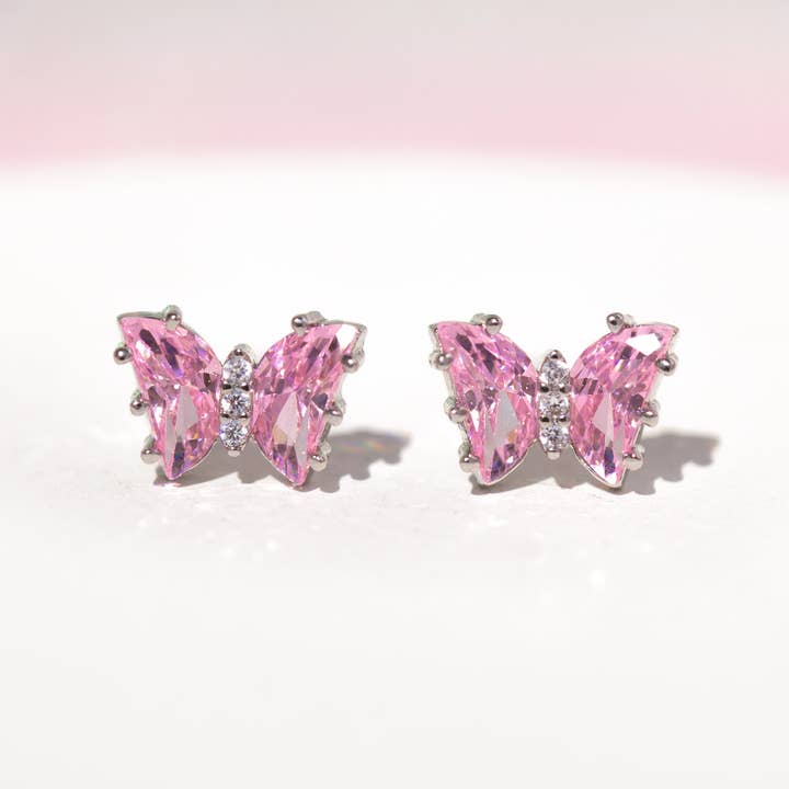 Girls Crew Flutter Love Studs Silver