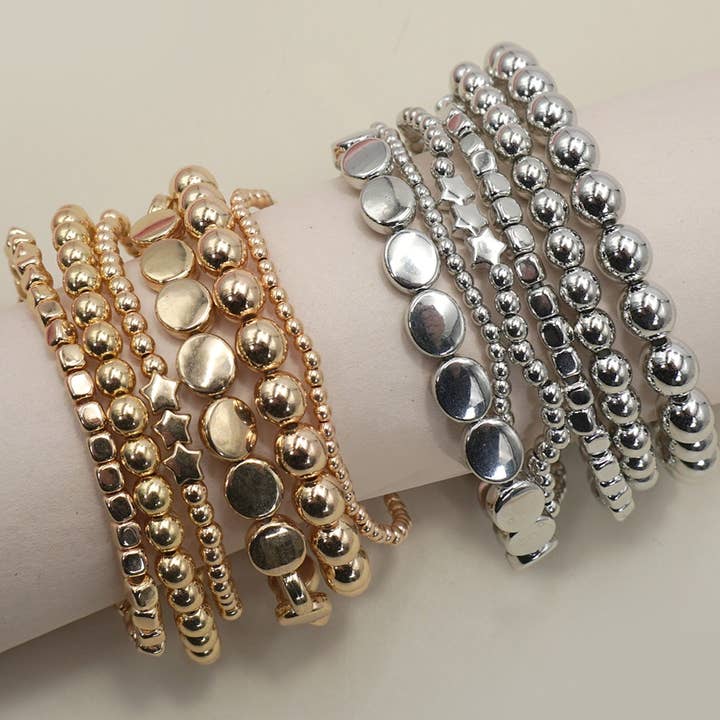 JOSSLYN by Wall to Wall Multi Ball Chain Bead Mix Stretchable Bracelet by JOSSLYN by Wall to Wall