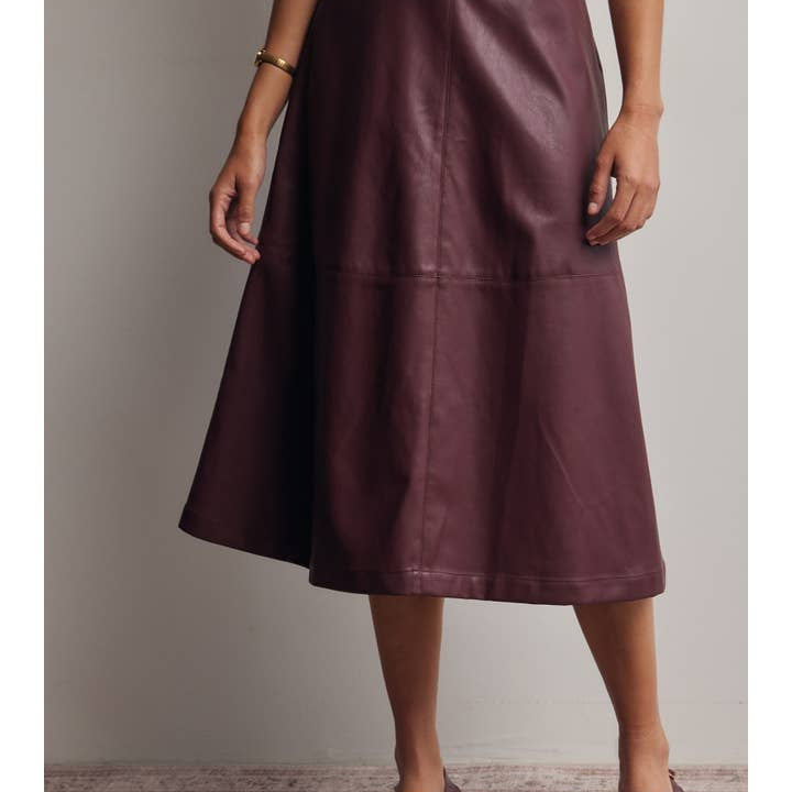 Forte Faux Leather A-Line Midi Skirt by Forte