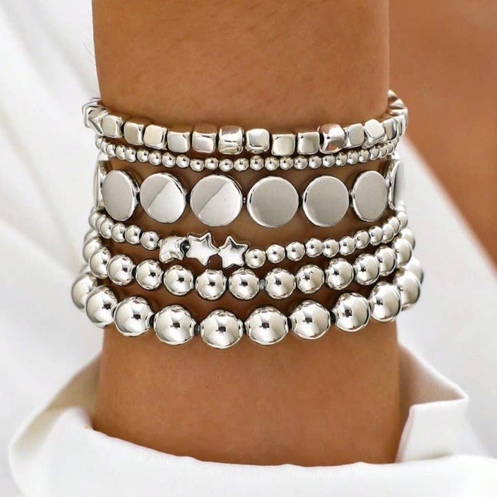 JOSSLYN by Wall to Wall Multi Ball Chain Bead Mix Stretchable Bracelet by JOSSLYN by Wall to Wall